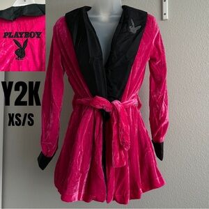 Y2K Playboy Robe | Velvet Mansion Robe Bimbo Core | Rhinestone Bunny | XS